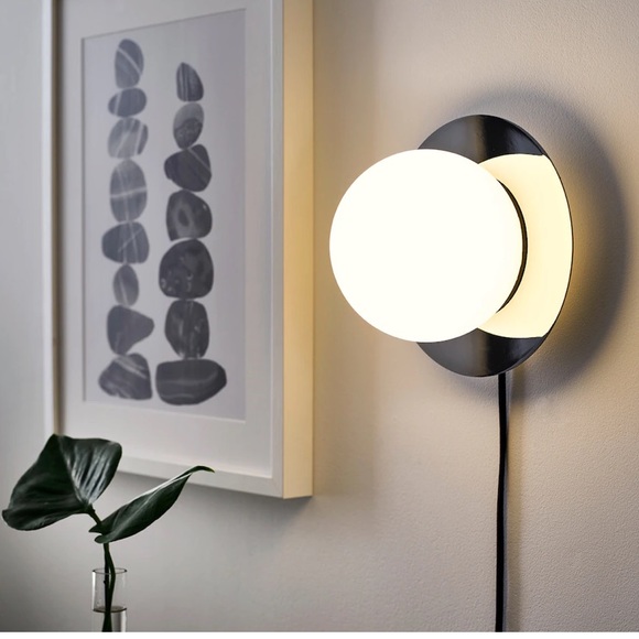 Ikea SIMRISHAMN Table lamp / Wall Sconce, chrome plated/opal glass 6” NEW - Picture 5 of 7